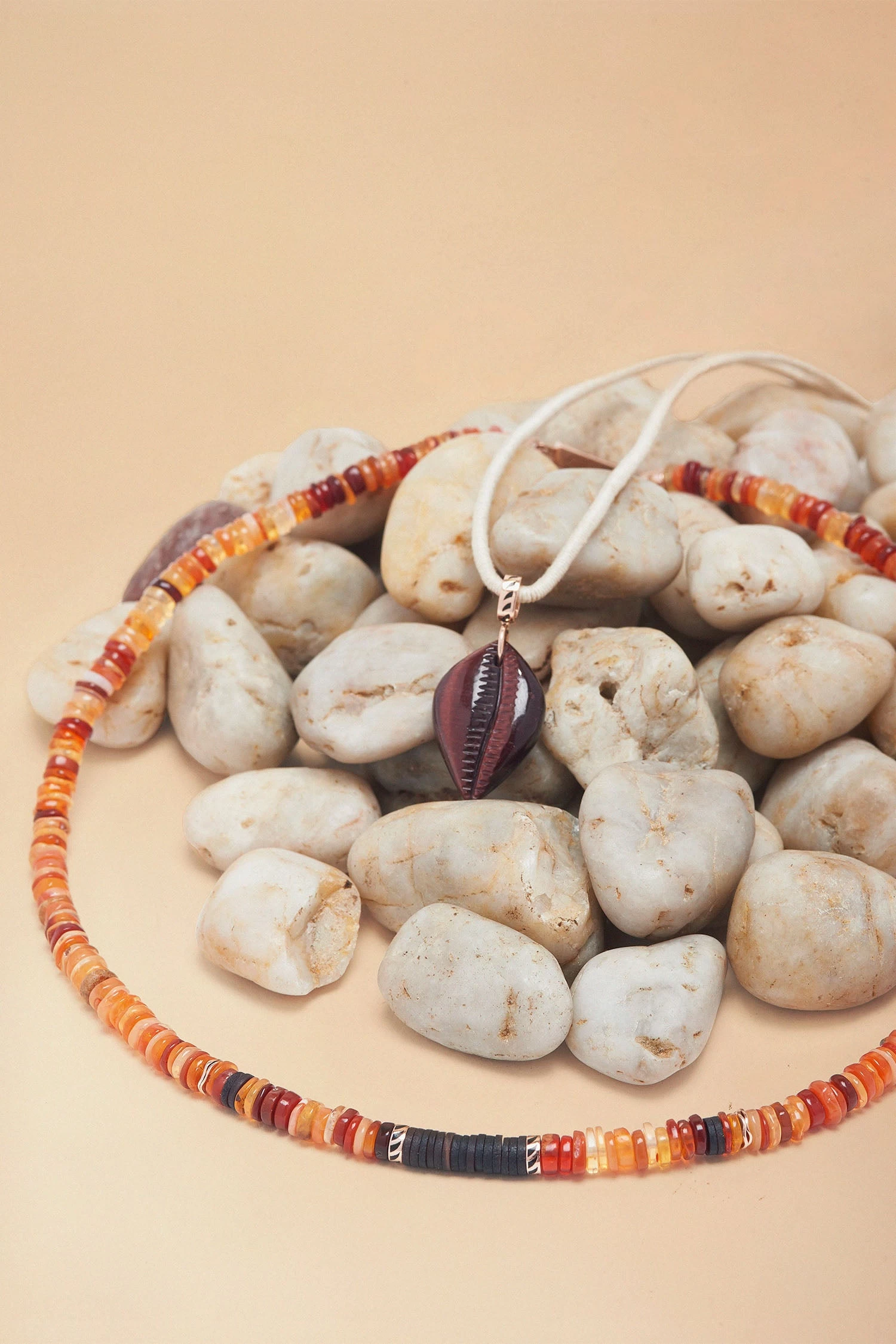 ULLA JOHNSON Fire Opal And Coco Shell Shark Fin Puka 3 ULLA JOHNSON Fire Opal And Coco Shell Shark Fin Puka - Image 3