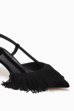 ULLA JOHNSON Shira Fringe Sling Back - Noir -Fashion Haven Shop FA231002 FRINGESLINGBACK NOIR c r web