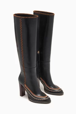 ULLA JOHNSON Arlette Knee High Boot - Noir -Fashion Haven Shop FA231013 KNEEHIGHBOOTWITHSTITCHDETAIL NOIR d r web
