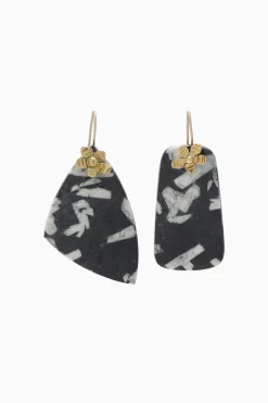 ULLA JOHNSON Hammered Chain Organic Stone Earring - Chinese Writing Stone