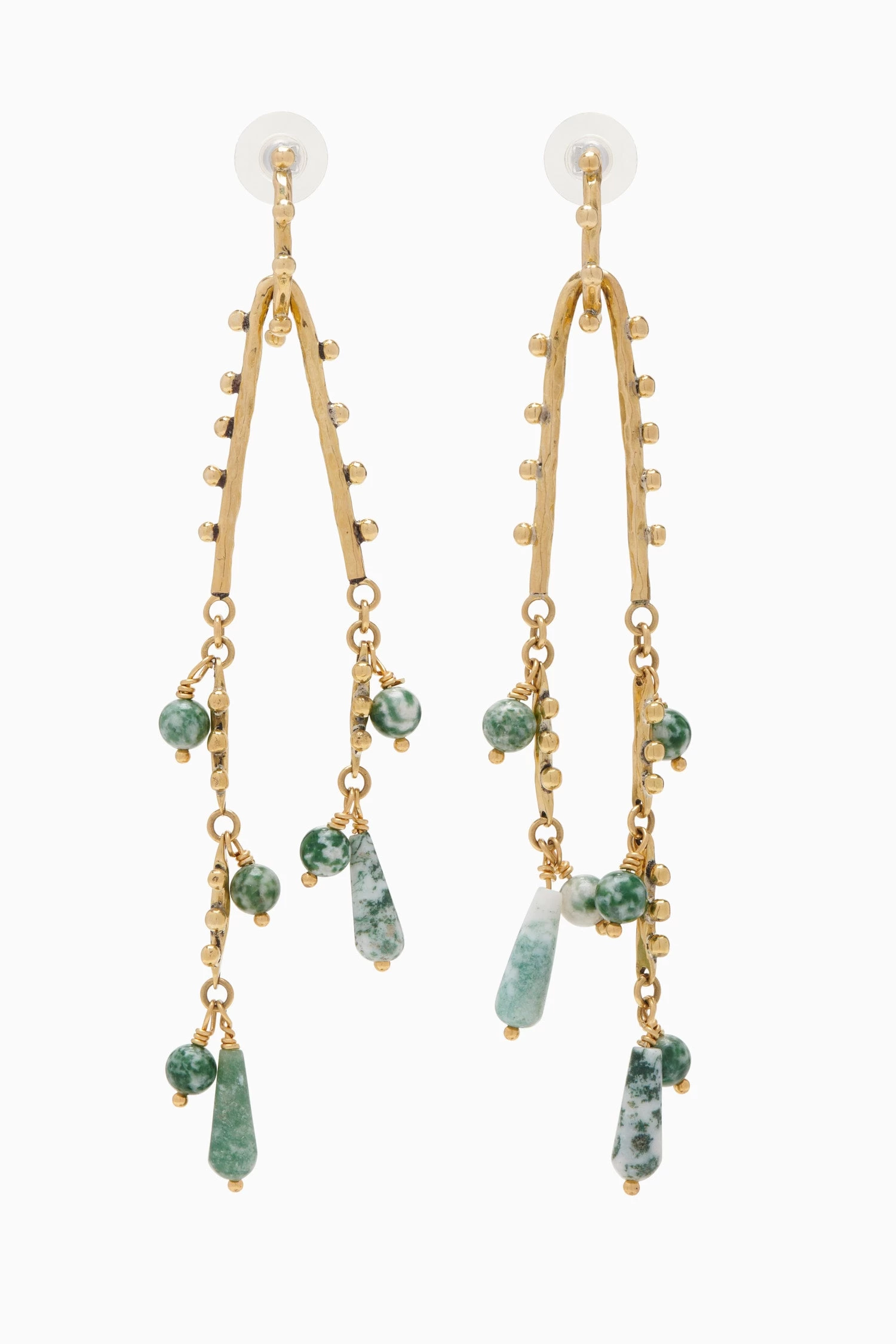 ULLA JOHNSON Beaded Chandelier Earring - Tree Agate 2 ULLA JOHNSON Beaded Chandelier Earring - Tree Agate - Image 2