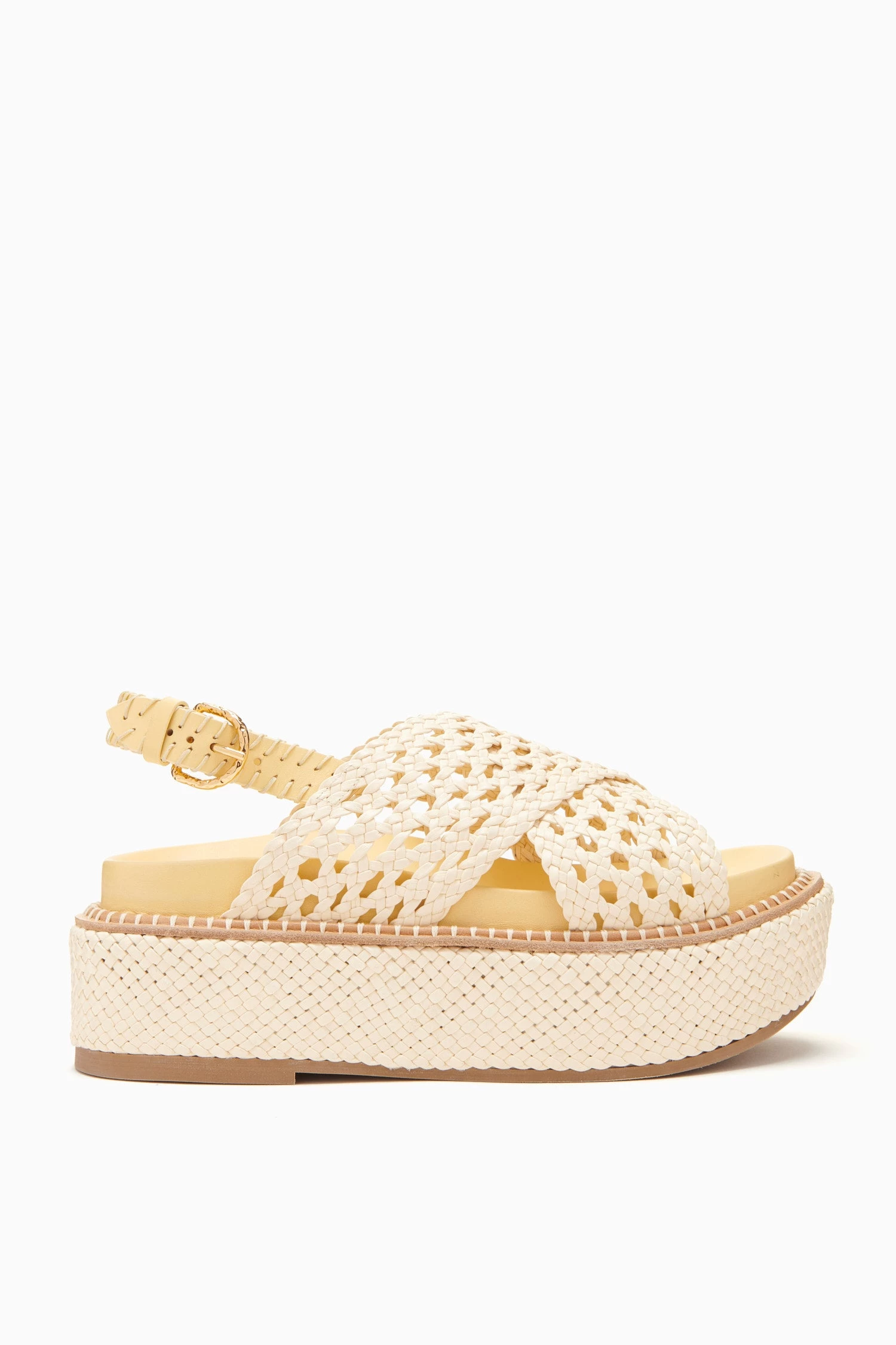 ULLA JOHNSON Gili Woven Leather Flatform - Transparent Yellow 1 ULLA JOHNSON Gili Woven Leather Flatform - Transparent Yellow