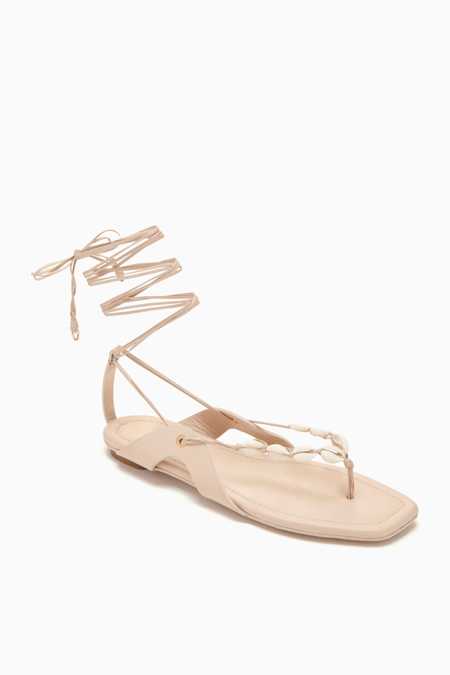 ULLA JOHNSON Romina Shell Laceup Sandal - Powder 2 ULLA JOHNSON Romina Shell Laceup Sandal - Powder - Image 2