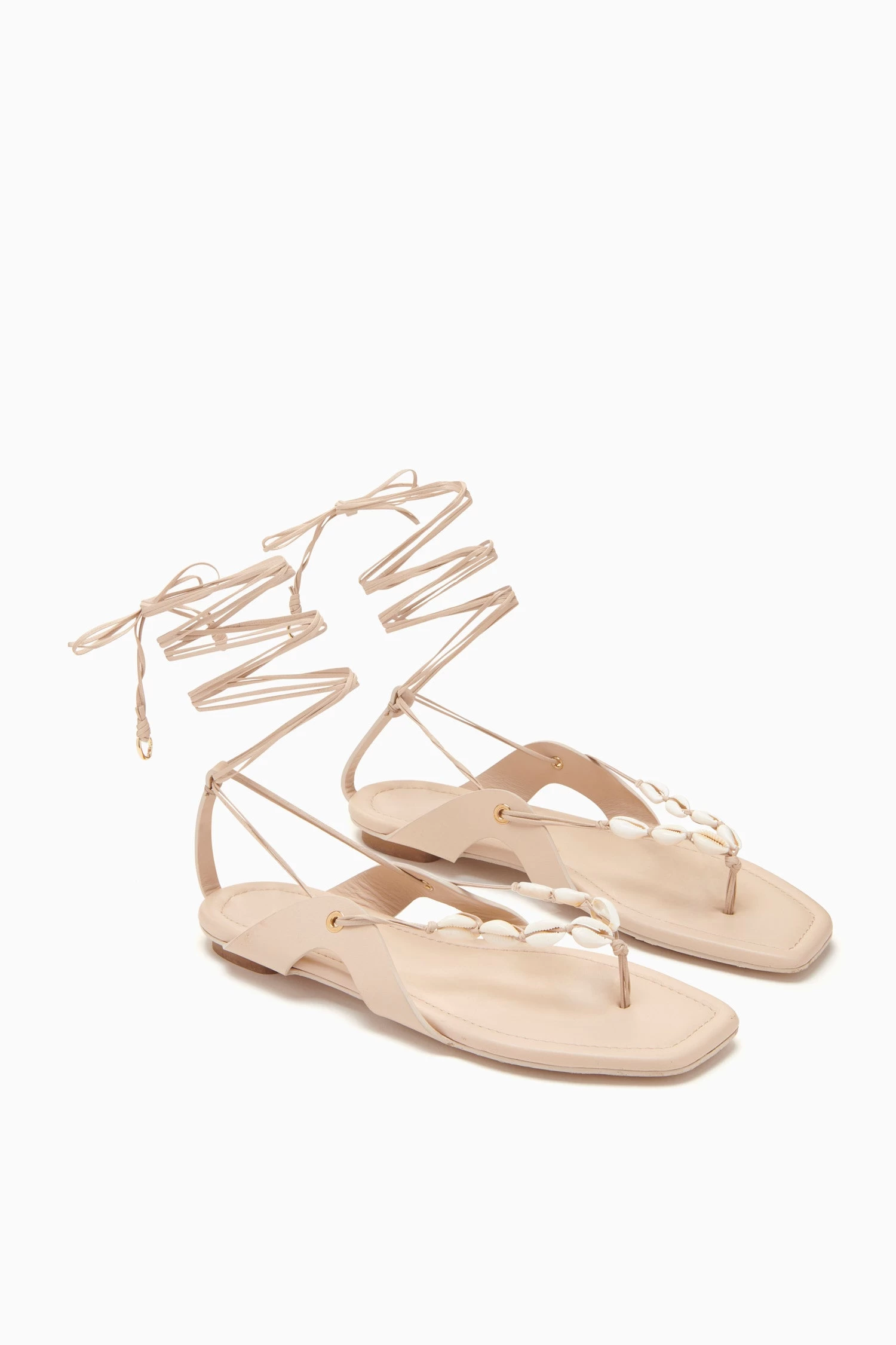 ULLA JOHNSON Romina Shell Laceup Sandal - Powder 4 ULLA JOHNSON Romina Shell Laceup Sandal - Powder - Image 4