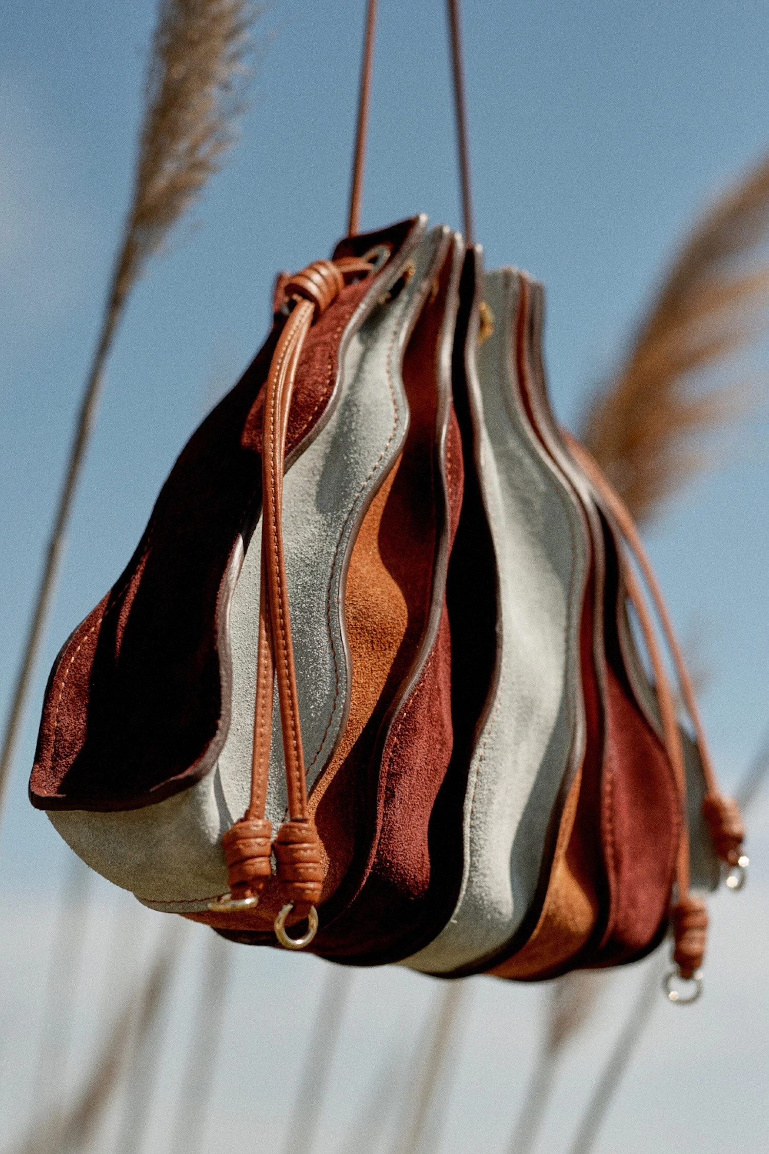 ULLA JOHNSON Adria Small Pleated Wave Bag - Agave Colorblock 1 ULLA JOHNSON Adria Small Pleated Wave Bag - Agave Colorblock