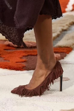 ULLA JOHNSON Inez Fringe High Heel - Mahogany -Fashion Haven Shop UJ AW23 look7B ArmandoGrillo 2c981224 5c00 4214 a957 1736b56f297a