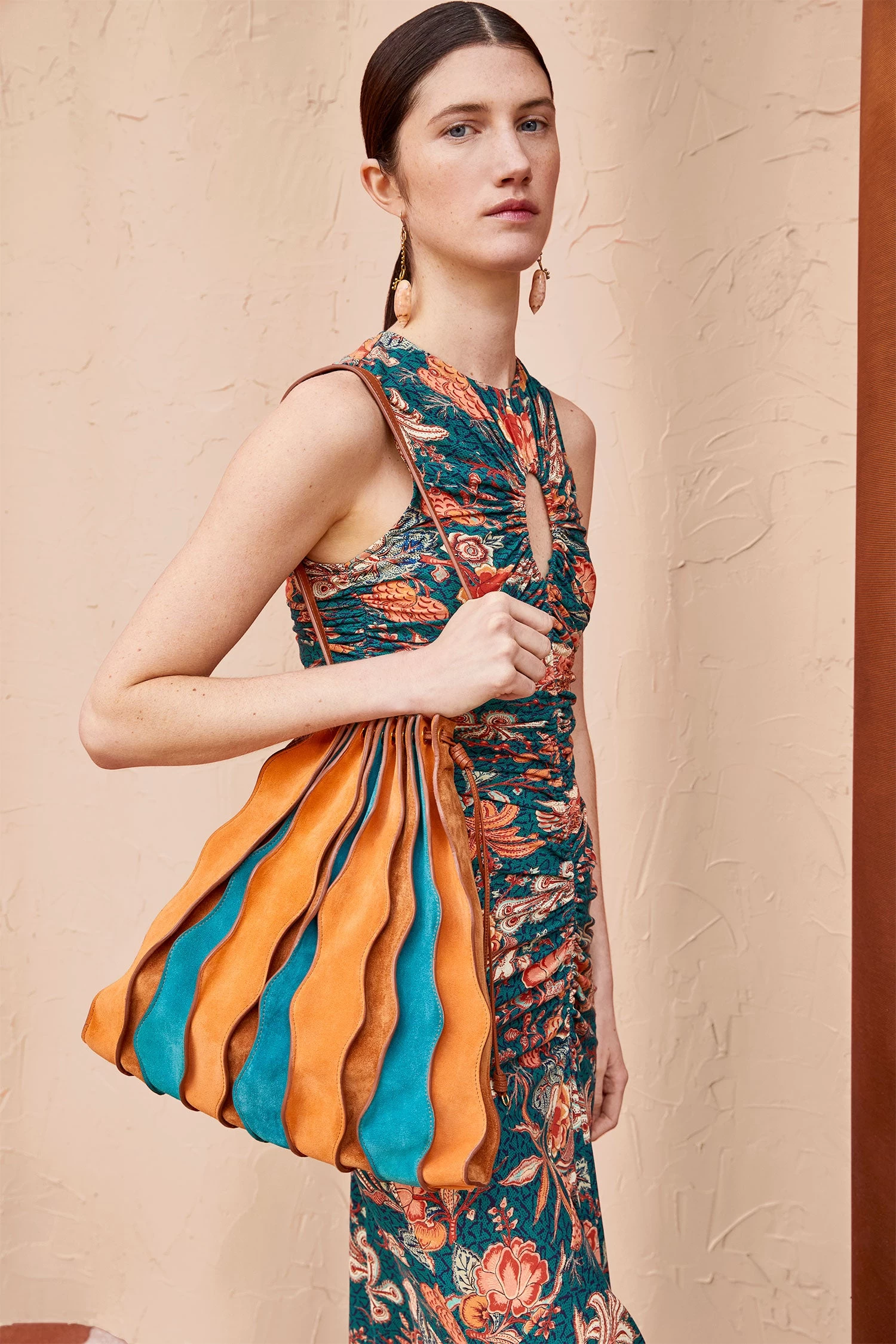 ULLA JOHNSON Adria Large Pleated Wave Bag - Montego Colorblock 1 ULLA JOHNSON Adria Large Pleated Wave Bag - Montego Colorblock