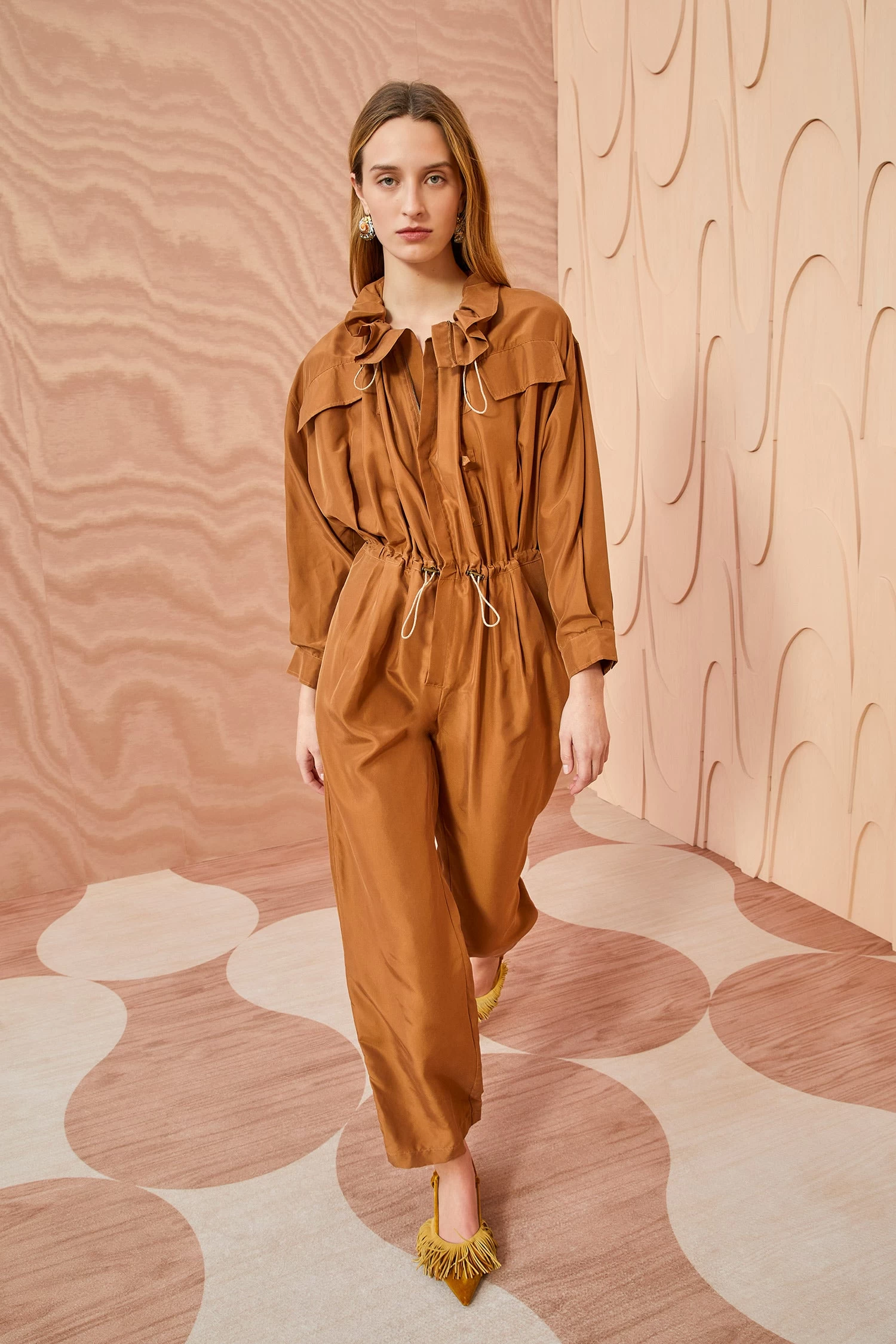 Fashion Haven Shop -Fashion Haven Shop ULLA JOHNSON Aida Jumpsuit CHESTNUT 01 MAIN