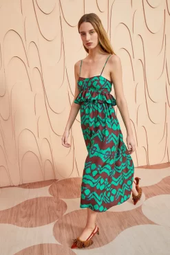 ULLA JOHNSON Amaliya Dress - Malachite -Fashion Haven Shop ULLA JOHNSON Amaliya Dress MALACHITE 03