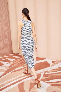 ULLA JOHNSON Amayah Dress - Indigo Ikat -Fashion Haven Shop ULLA JOHNSON Amayah Dress INDIGO IKAT 03