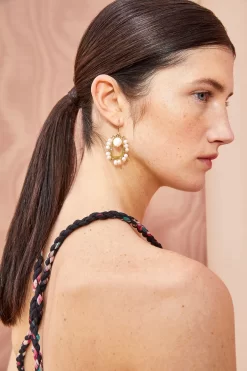 ULLA JOHNSON Beaded Single Drop Earring - Pearl