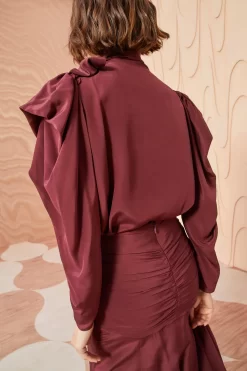 ULLA JOHNSON Brea Blouse - Mahogany 8 ULLA JOHNSON Brea Blouse - Mahogany -Fashion Haven Shop ULLA JOHNSON Brea Blouse MAHOGANY 0193