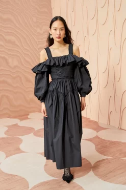 ULLA JOHNSON Caprice Dress - Noir -Fashion Haven Shop ULLA JOHNSON Caprice Dress NOIR 04