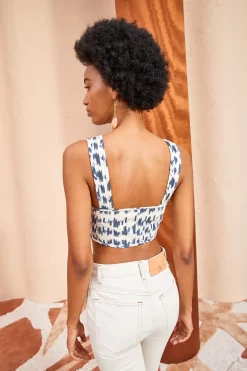 ULLA JOHNSON Carisia Top - Indigo Ikat -Fashion Haven Shop ULLA JOHNSON Carisia Top INDIGO IKAT 04