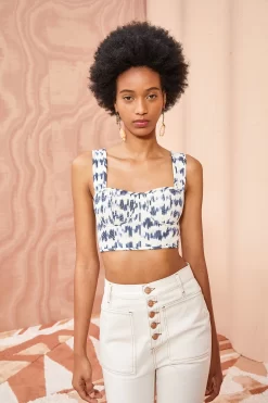 ULLA JOHNSON Carisia Top - Indigo Ikat -Fashion Haven Shop ULLA JOHNSON Carisia Top INDIGO IKAT 05