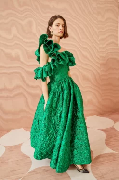 ULLA JOHNSON Cosima Gown - Emerald 9 ULLA JOHNSON Cosima Gown - Emerald -Fashion Haven Shop ULLA JOHNSON Cosima Gown EMERALD 0060