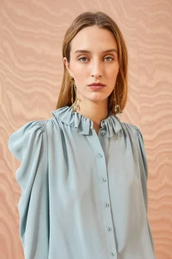 ULLA JOHNSON Dara Blouse - Agave -Fashion Haven Shop ULLA JOHNSON Dara Blouse AGAVE 0038