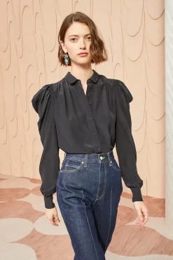 ULLA JOHNSON Dari Blouse - Noir -Fashion Haven Shop ULLA JOHNSON Dara Blouse NOIR 01 MAIN
