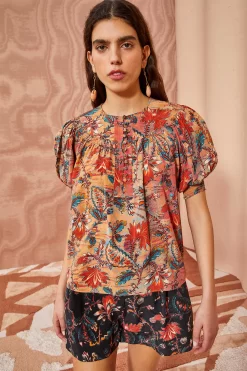 ULLA JOHNSON Dina Top - Coral Bloom 7 ULLA JOHNSON Dina Top - Coral Bloom -Fashion Haven Shop ULLA JOHNSON Dina Top CORAL BLOOM 0016