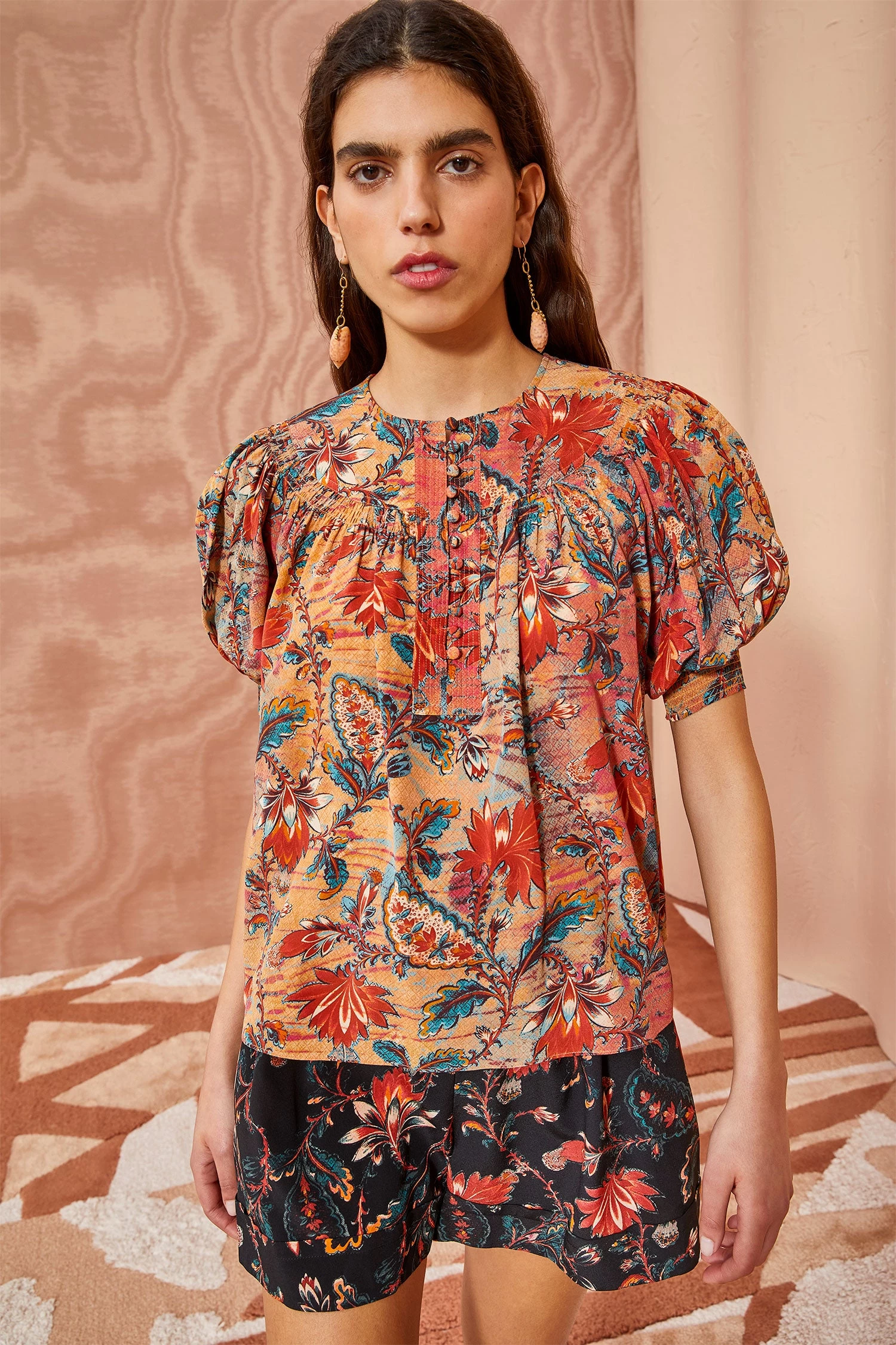 ULLA JOHNSON Dina Top - Coral Bloom 3 ULLA JOHNSON Dina Top - Coral Bloom - Image 3