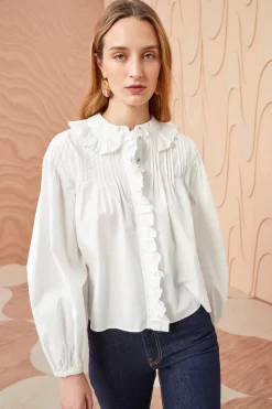 ULLA JOHNSON Dolores Blouse - Pristine -Fashion Haven Shop ULLA JOHNSON Dolores Blouse PRISTINE 0005