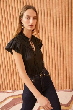 ULLA JOHNSON Eva Top - Noir 9 ULLA JOHNSON Eva Top - Noir -Fashion Haven Shop ULLA JOHNSON Eva Top Noir 0137