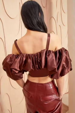 ULLA JOHNSON Fia Top - Mahogany -Fashion Haven Shop ULLA JOHNSON Fia Top MAHOGANY 0183