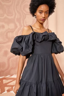 ULLA JOHNSON Lila Dress - Noir -Fashion Haven Shop ULLA JOHNSON LILA DRESS NOIR 05