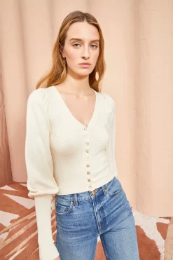 ULLA JOHNSON Leslie Cardigan - Chalk -Fashion Haven Shop ULLA JOHNSON Leslie Cardigan CHALK 0079