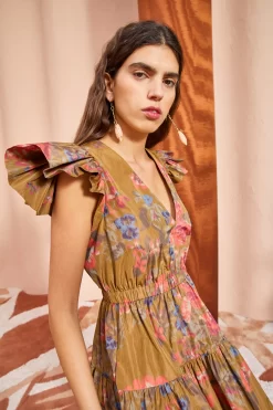 ULLA JOHNSON Loretta Dress - Bamboo -Fashion Haven Shop ULLA JOHNSON Loretta Dress BAMBOO 05