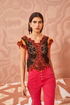 ULLA JOHNSON Magdalena Top - Pomegranate