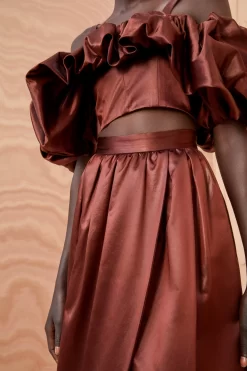 ULLA JOHNSON Maxine Skirt - Mahogany -Fashion Haven Shop ULLA JOHNSON Maxine Skirt MAHOGANY 02 ALT