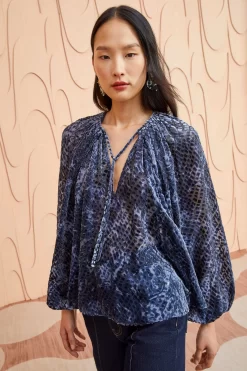 ULLA JOHNSON Pauline Blouse - Marine -Fashion Haven Shop ULLA JOHNSON Pauline Blouse MARINE 0039