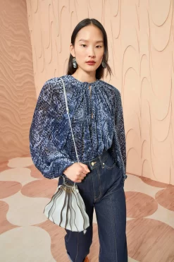 ULLA JOHNSON Pauline Blouse - Marine -Fashion Haven Shop ULLA JOHNSON Pauline Blouse MARINE 0093