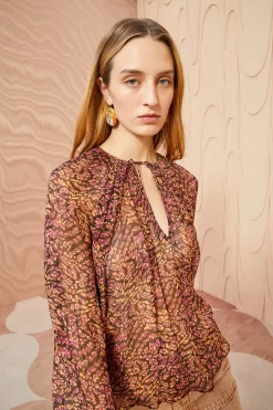 ULLA JOHNSON Pauline Blouse - Pomegranate -Fashion Haven Shop ULLA JOHNSON Pauline Blouse POMEGRANATE 03