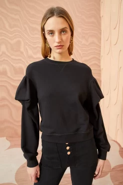 ULLA JOHNSON Pilar Pullover - Noir -Fashion Haven Shop ULLA JOHNSON Pilar Pullover NOIR 05