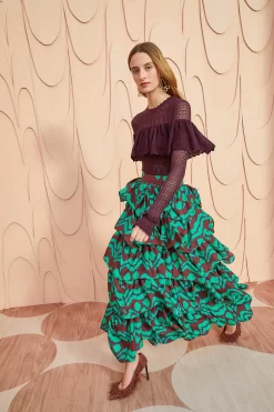 ULLA JOHNSON Samira Skirt - Malachite -Fashion Haven Shop ULLA JOHNSON Samira Skirt MALACHITE 03