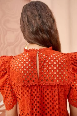 ULLA JOHNSON Simone Dress - Terracotta -Fashion Haven Shop ULLA JOHNSON Simone Dress TERRACOTTA 05