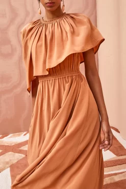 ULLA JOHNSON Tahlia Dress - Chestnut -Fashion Haven Shop ULLA JOHNSON Tahlia Dress CHESTNUT 03