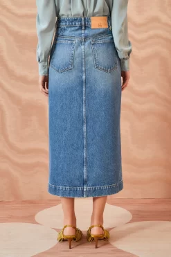 ULLA JOHNSON The Bea Skirt - Danube Medium Indigo Wash -Fashion Haven Shop ULLA JOHNSON The Bea Skirt DANUBEMEDIUMINDIGOWASH 0105