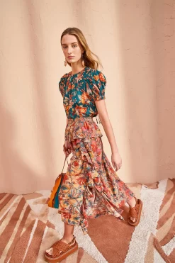 ULLA JOHNSON Ursa Skirt - Coral Bloom -Fashion Haven Shop ULLA JOHNSON Ursa Skirt CORAL BLOOM 0019