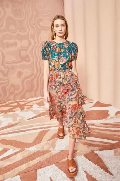 ULLA JOHNSON Ursa Skirt - Coral Bloom