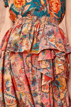 Fashion Haven Shop -Fashion Haven Shop ULLA JOHNSON Ursa Skirt CORAL BLOOM 02 ALT