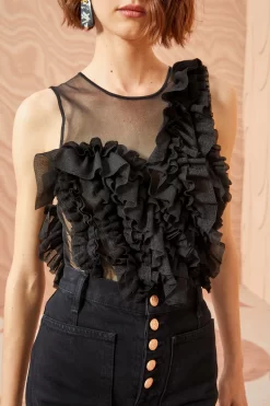 ULLA JOHNSON Winnifred Top - Noir -Fashion Haven Shop ULLA JOHNSON Winnifred Top NOIR 0080