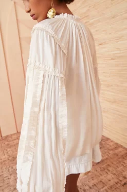 ULLA JOHNSON Maeve Blouse - Blanc -Fashion Haven Shop ulla johnson white maeve top blanc UJ990237 view 3